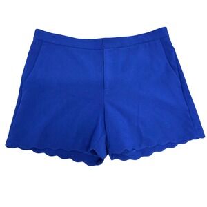 Banana Republic Womens Cobalt Blue Scalloped Hem Shorts Size 12 Dressy Casual